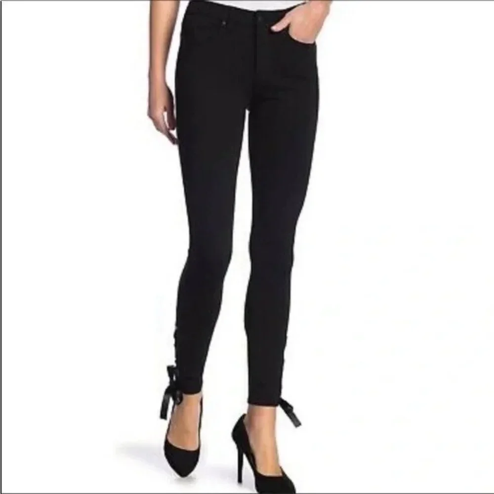 Joe's Jeans Lace Up Skinny Ankle Black Pant 29